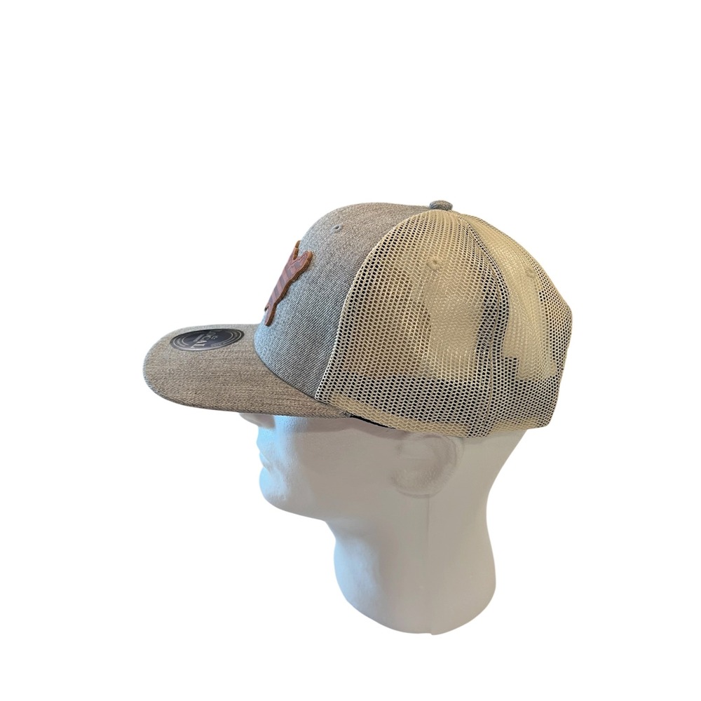 Local Crowns Trucker Hat Mens OSFM Gray USA Leather Patch Mesh Snapback July 4th - Picture 5 of 5